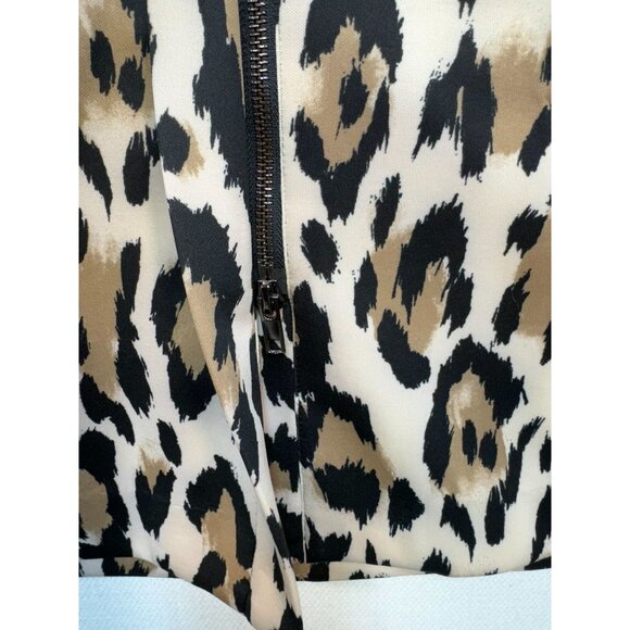 Chelsea & Theodore Womens Leopard Print Scuba Jacket S Brown Black - Picture 5 of 13